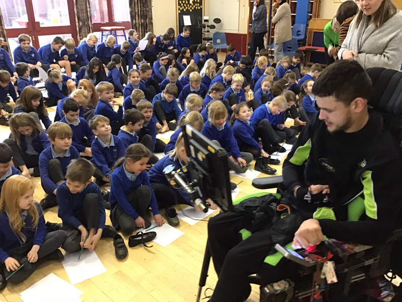 Cain visited us and explained what is was like to have Cerebral Palsy