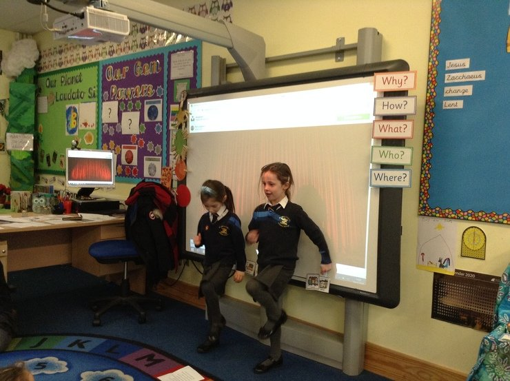 Performing our poetry aloud with actions.