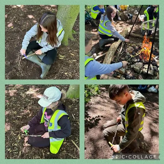 Summer 2024 - 8th July - Y6 Hackness and Wykeham Forest School Day - Spiders’ Webs; Whittling; Tea and S’mores; Blindfold Game; Shelter Building; Forest Games - image 8 Summer 2024 - 8th July - Y6 Hackness and Wykeham Forest School Day - Spiders’ Webs; Whittling; Tea and S’mores; Blindfold Game; Shelter Building; Forest Games - image 8