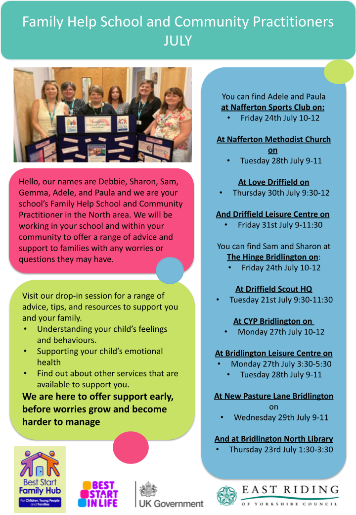 Family Help & Community Practitioners - July Drop-Ins