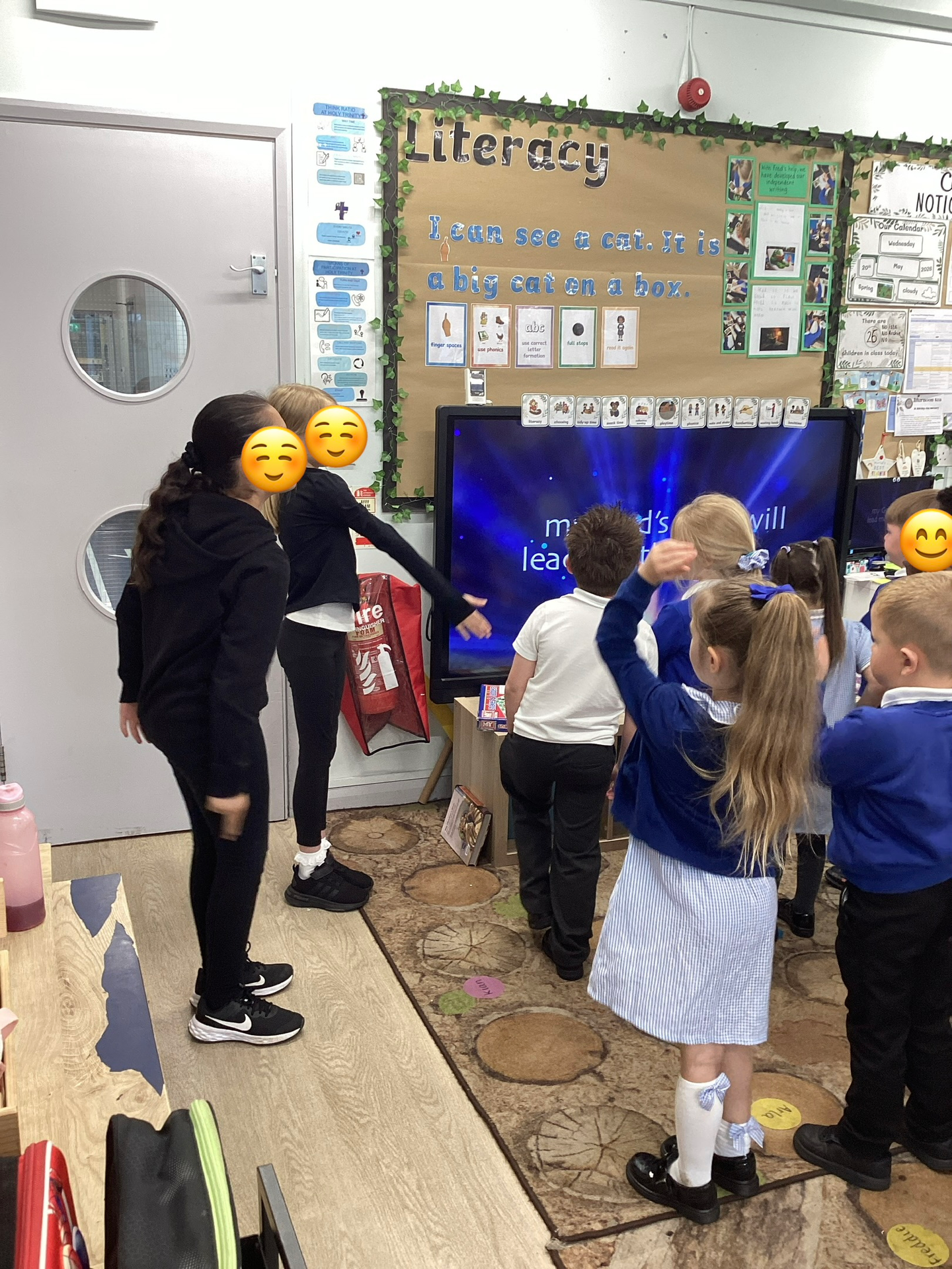 KS2 worship leaders lead KS1 worship time