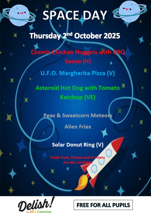 Space Day Menu - Thursday 2nd October 2025