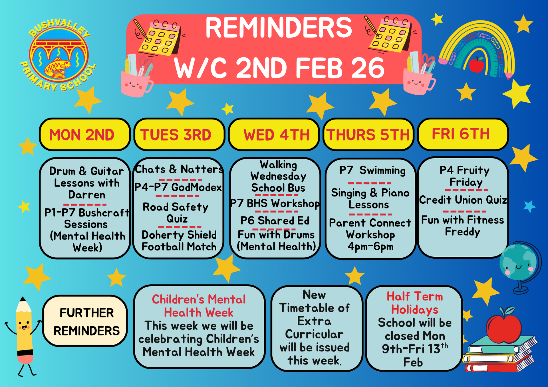 School Reminders 2nd Feb 2026