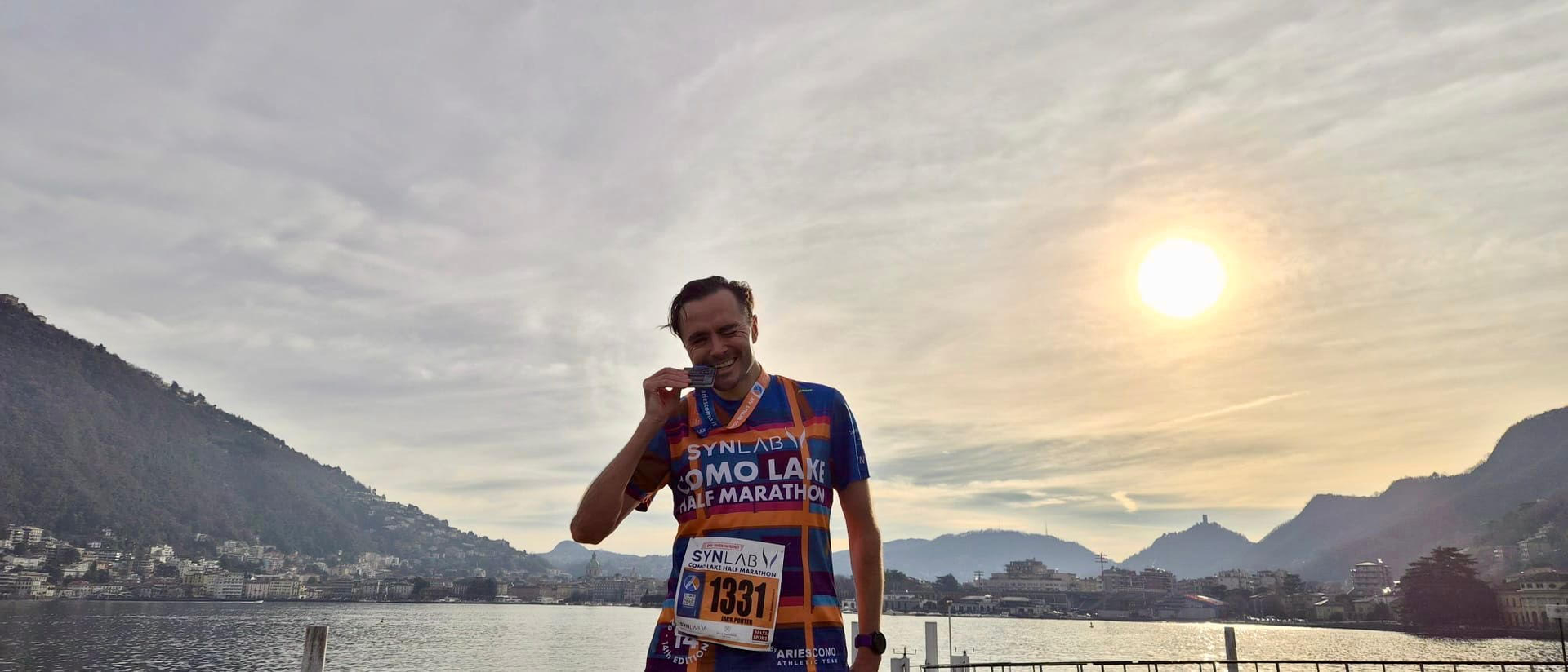 Radcliffe AC’s Jack Porter makes short work of the Lake Como Half Marathon in Italy