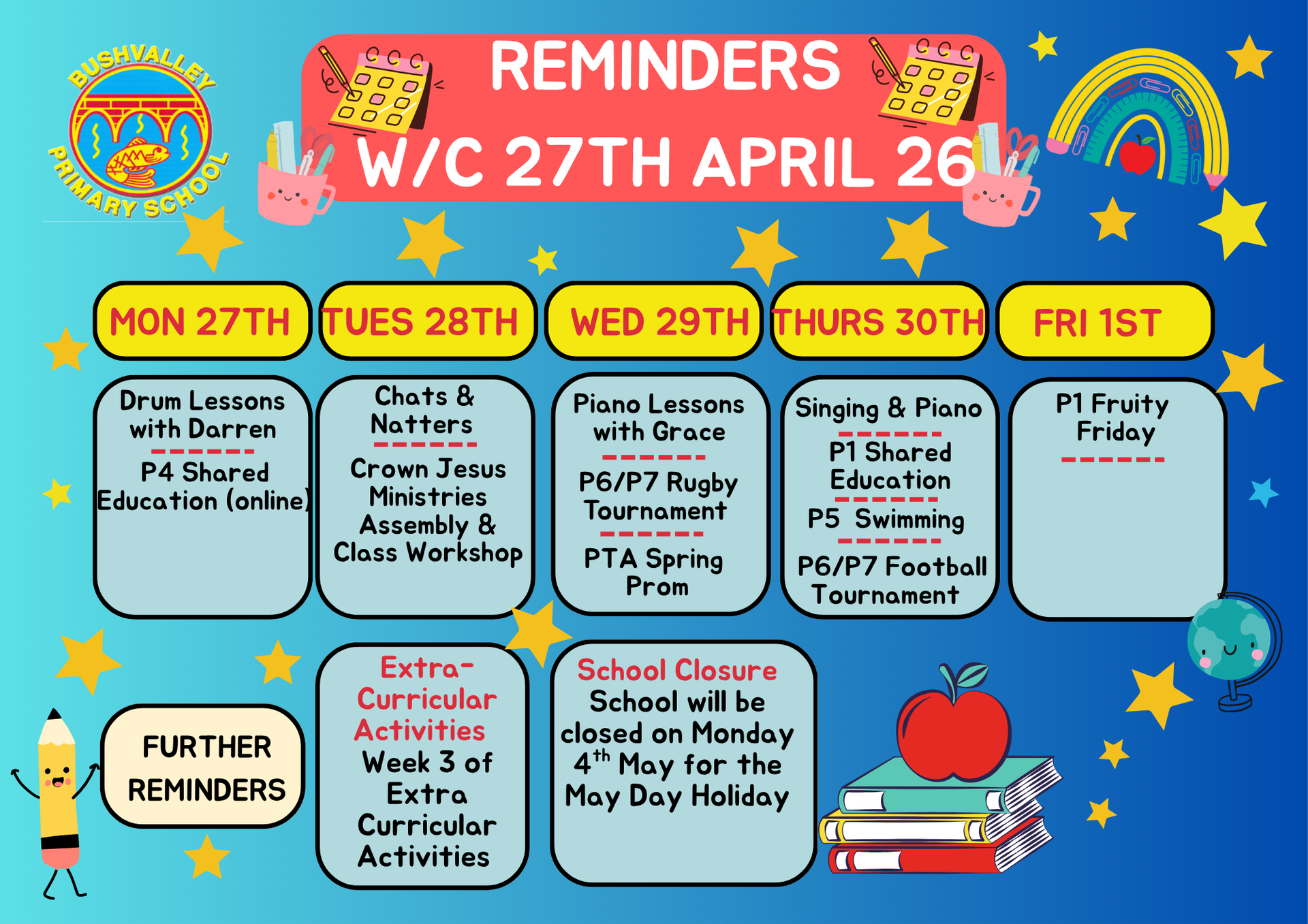School Reminders 27th April 26