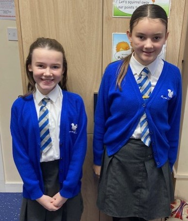 Prefects with responsibility as RE and Worship Ambassadors - Amelia and Ruby