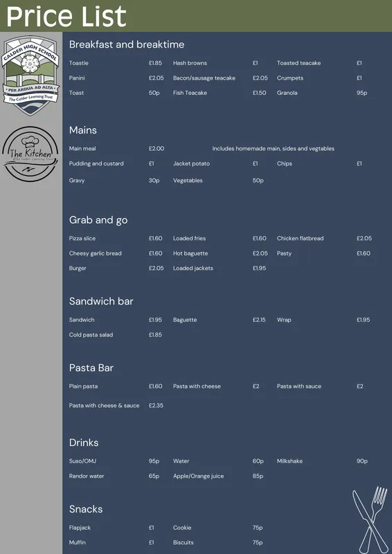 Calder High Meal Deal Menu - image 1 Calder High Meal Deal Menu - image 1