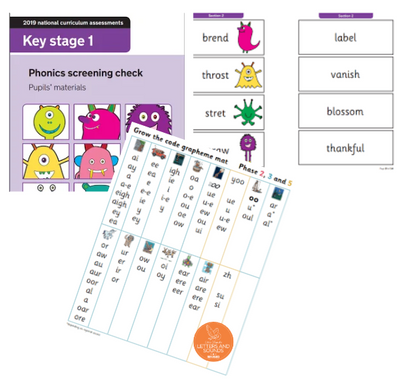 Here is an example of the phonics screening process. It includes decodable words and also 'alien words' that children apply their phonic knowledge to