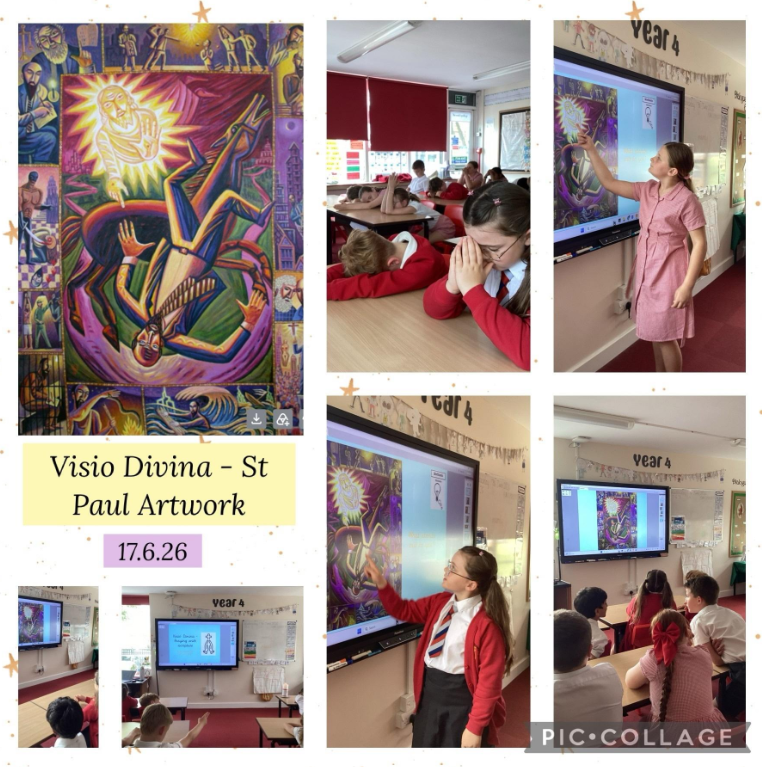 Year 4 tried a new prayer called Visio Davina, where they meditated and reflected on a piece of St Paul artwork. It was so lovely to hear how the children used their knowledge of St Paul from their other RE topics to explain this piece of art! 