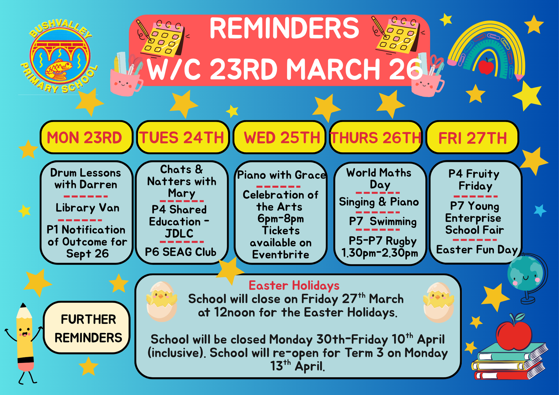 School Reminders 23rd March 2026