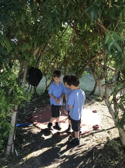 Playing in the paddock after breakfast. - image 1