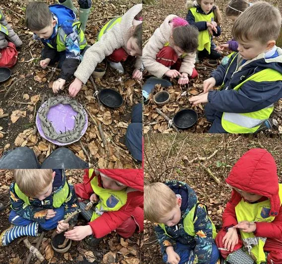Spring 2023 - February 22nd - Acorns - Ash Wednesday (ash crosses), Lent (clay crown with thorns), Stick Crosses (knots), Giant Stick Crown (structures) - image 4 Spring 2023 - February 22nd - Acorns - Ash Wednesday (ash crosses), Lent (clay crown with thorns), Stick Crosses (knots), Giant Stick Crown (structures) - image 4