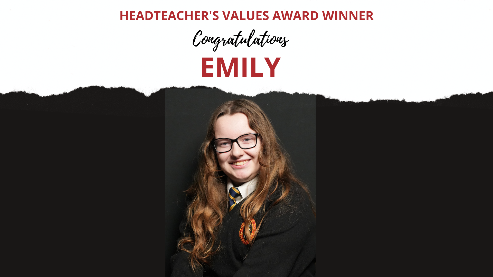 THE HEADTEACHER’S CREDIT VALUES AWARD WAS PRESENTED TO EMILY BAGLEY IN YEAR 8&nbsp;