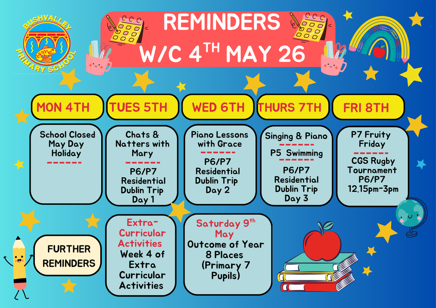 School Reminders 4th May 2026