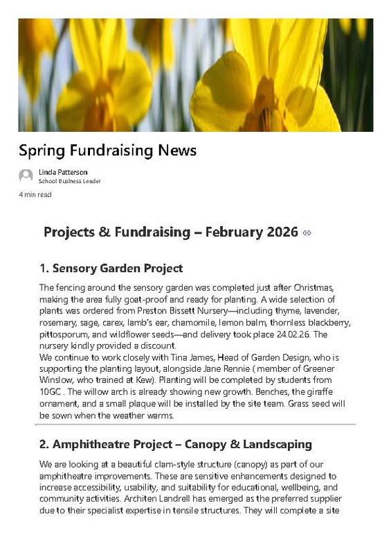 Spring 2026 Fundraising Newsletter