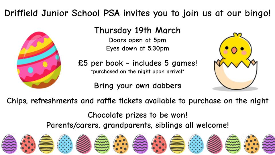PSA Easter Bingo Night