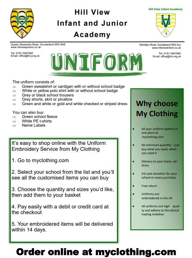 School Uniform | HILL VIEW INFANT ACADEMY