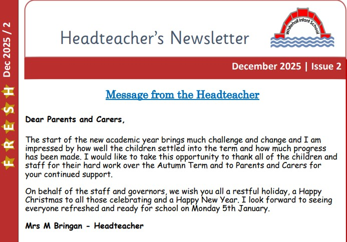 Latest Headteacher's Newsletter - December Issue 2 2025