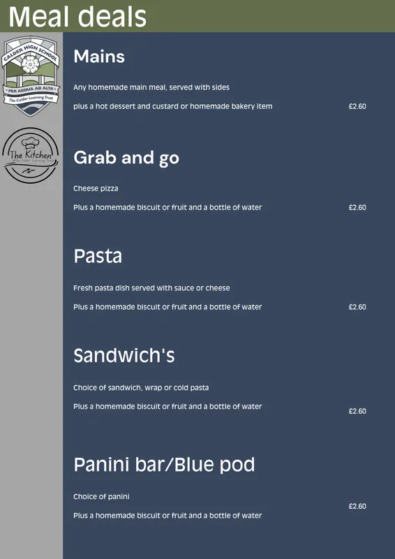 Calder High Meal Deal Menu - image 2 Calder High Meal Deal Menu - image 2