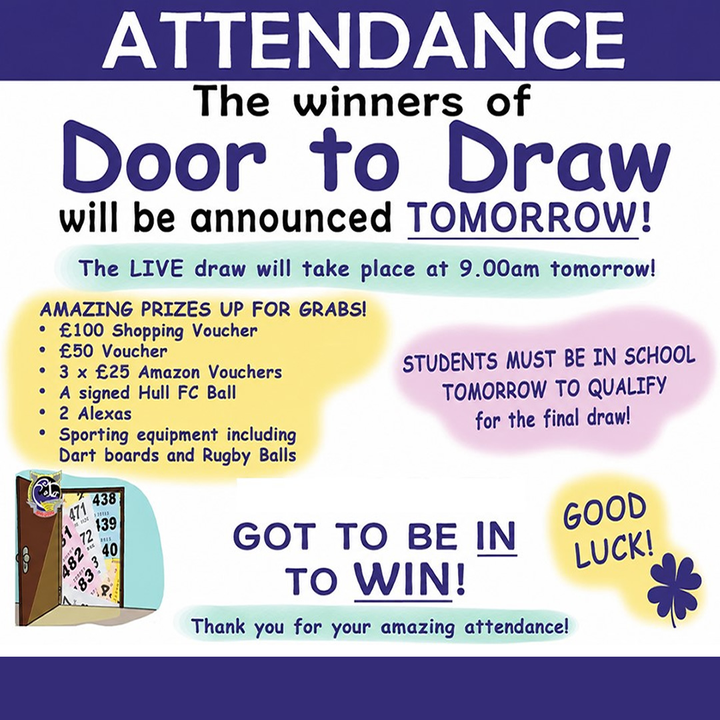 Door to Draw prize winners to be announced tomorrow