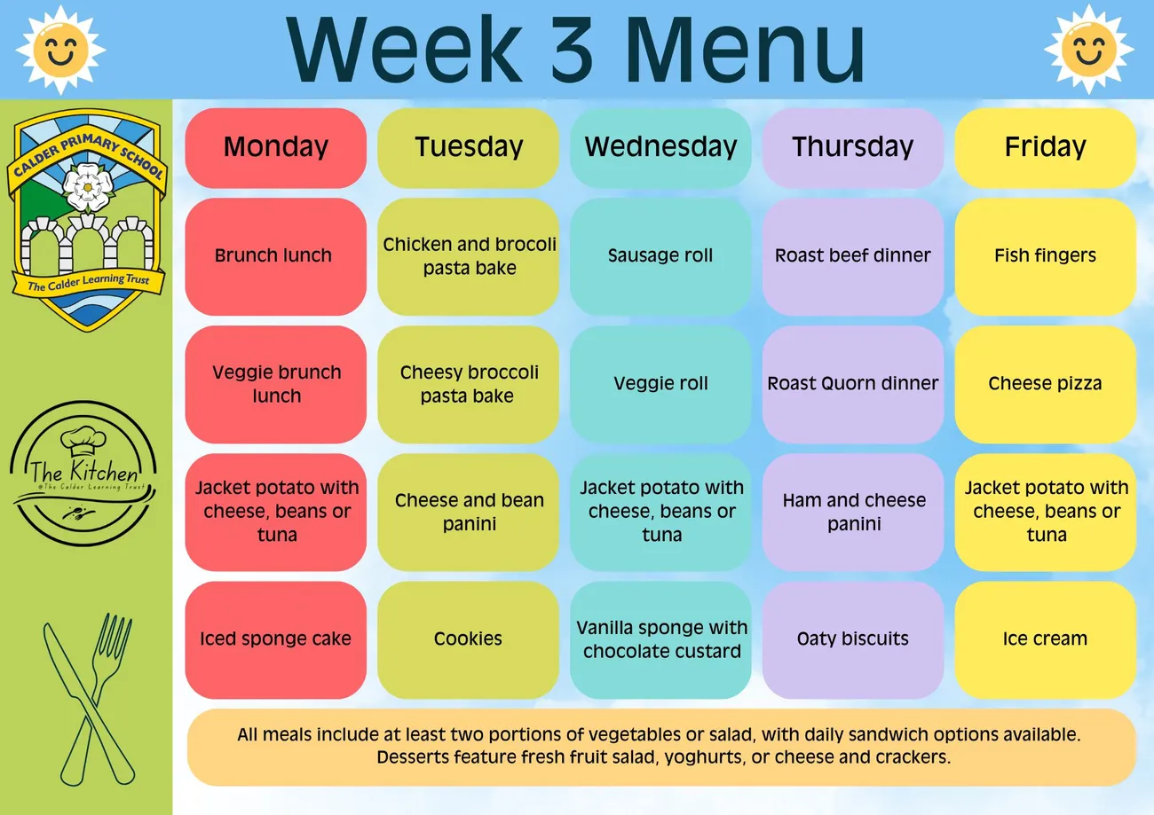 Calder Primary Menu - image 3 Calder Primary Menu - image 3