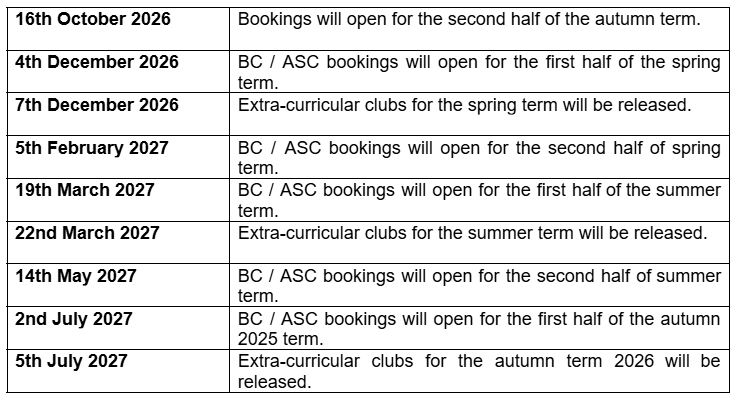 BC/ASC Booking Timeline 26/27