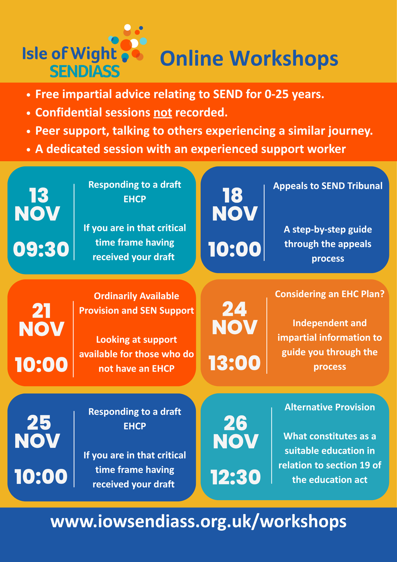 FREE SEN Workshops to support families 