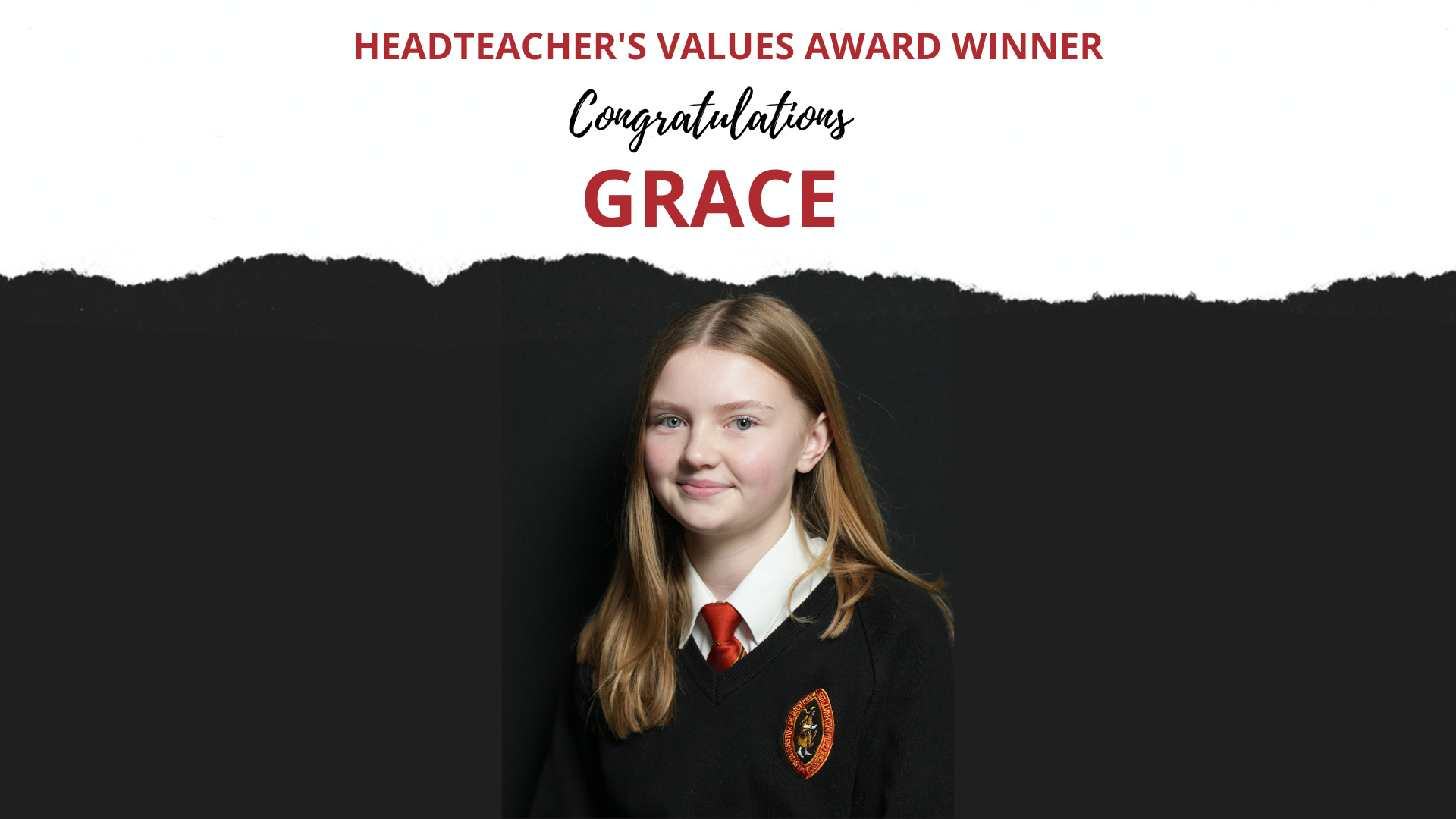 THE HEADTEACHER’S CREDIT VALUES AWARD WAS PRESENTED TO GRACE BRODERICK IN YEAR 11&nbsp;