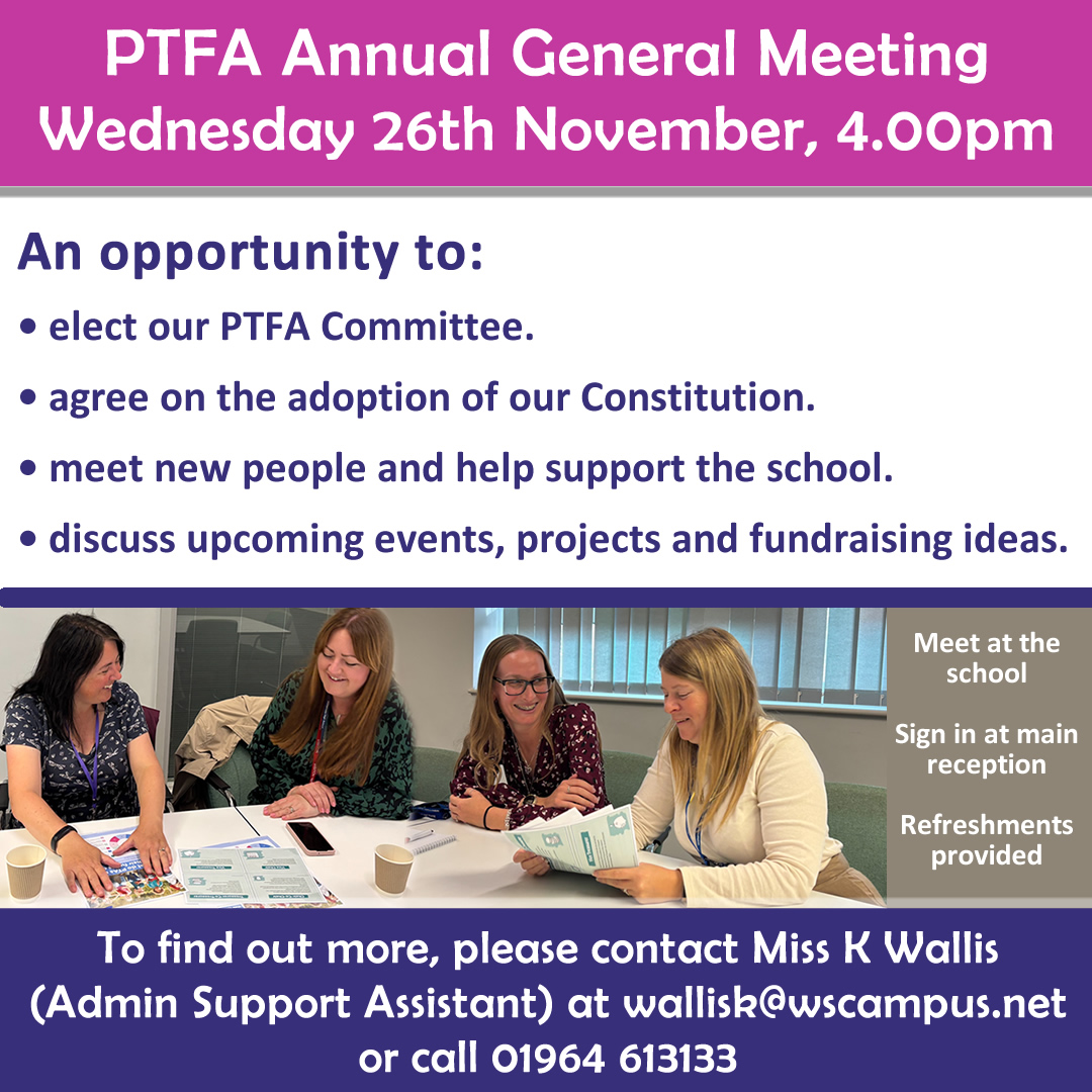 Parents, Teachers and Friends Association (PTFA) – Annual General Meeting    