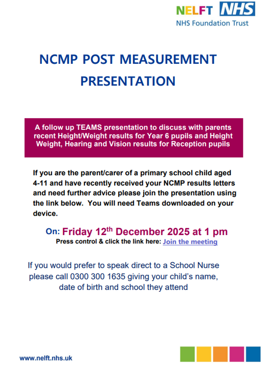 Year 6 Post Height & Weight Measurement Presentation Meeting
