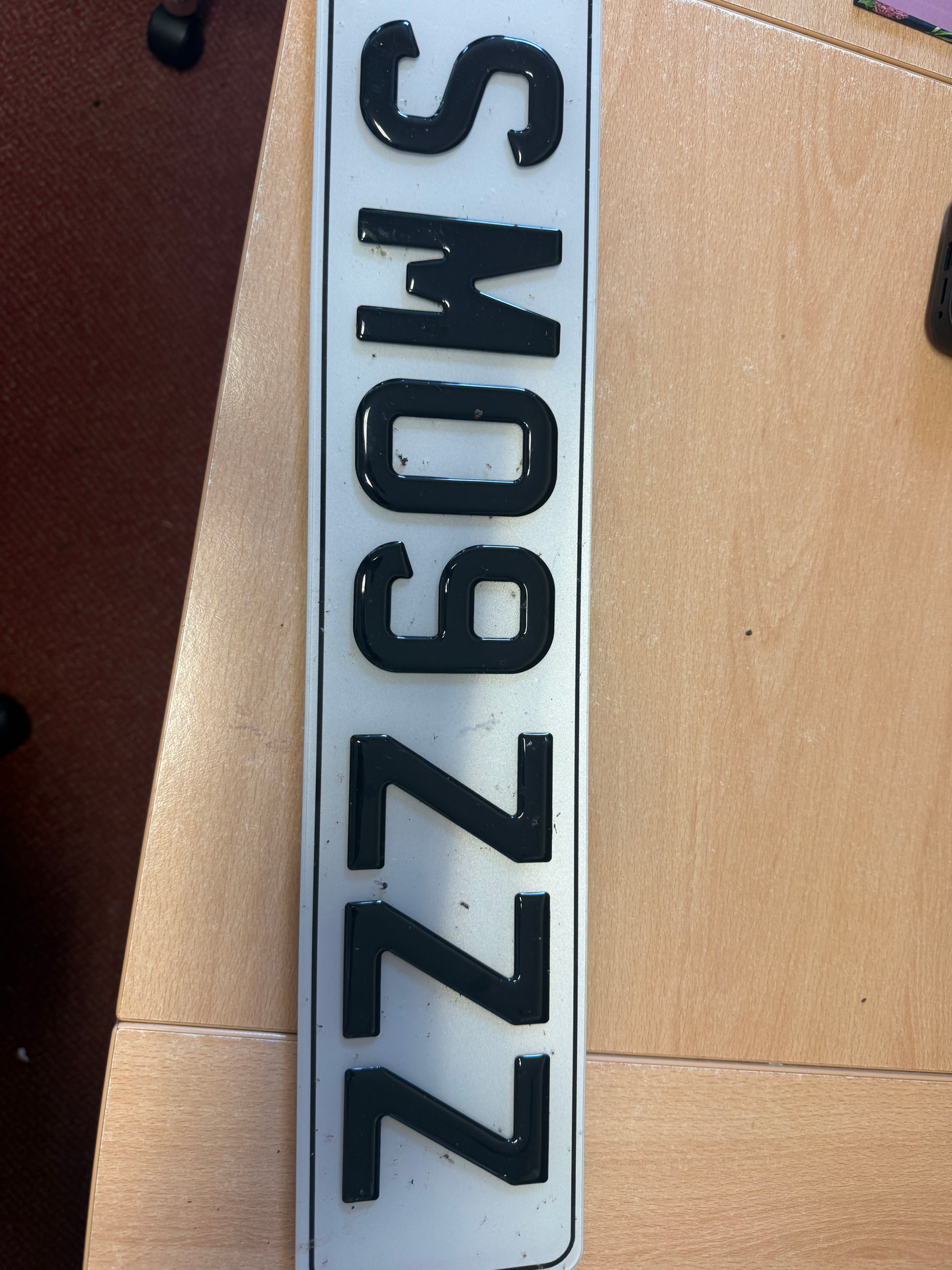 Number plate safe in Junior school office