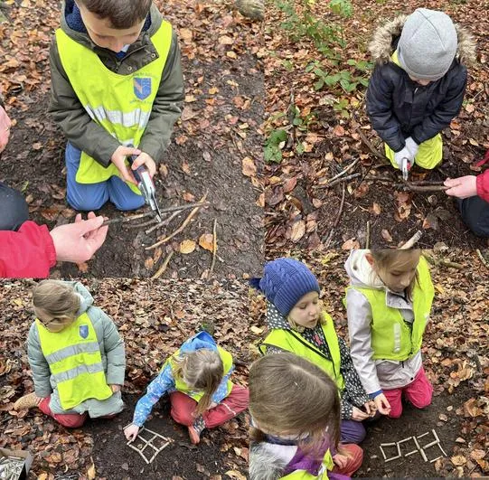 Autumn 2022 - November 30th - Saplings - Forest Maths (problem solving, lines of symmetry inc tool use, age of trees, circumference of trees, 2D shapes) - image 3 Autumn 2022 - November 30th - Saplings - Forest Maths (problem solving, lines of symmetry inc tool use, age of trees, circumference of trees, 2D shapes) - image 3