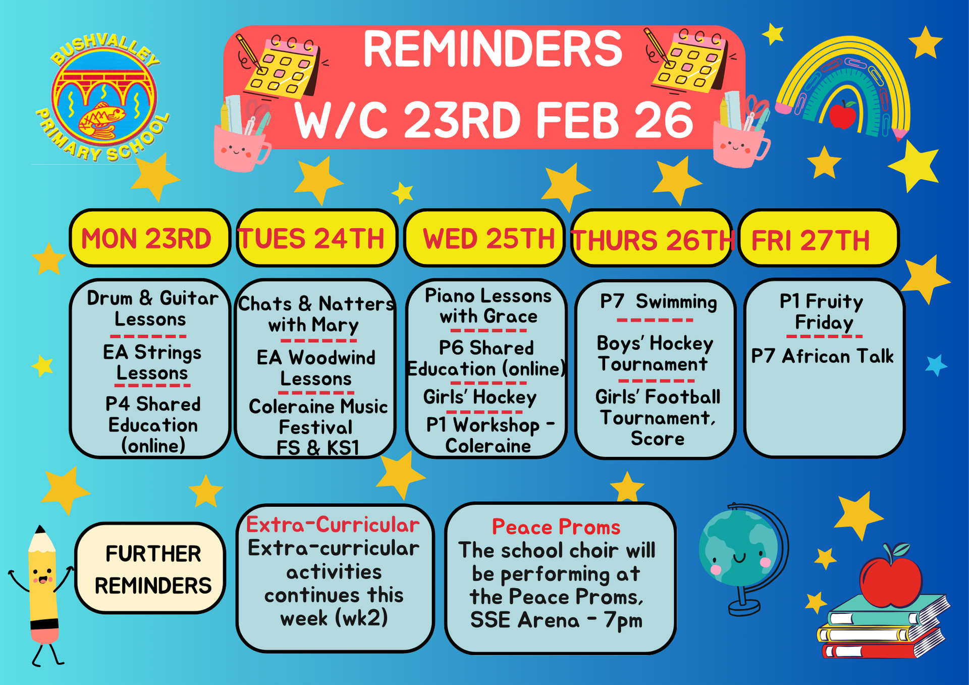 School Reminders 23rd Feb 2026