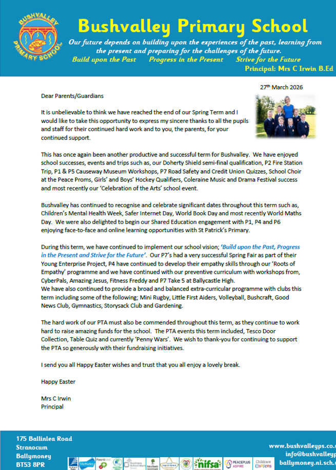 End of Term 2 Letter