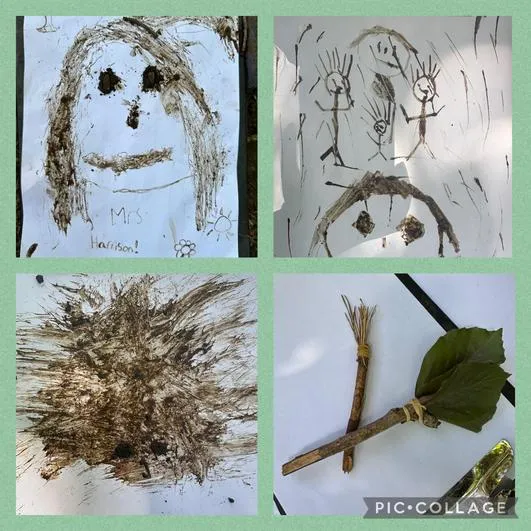 Summer 2024 - 26th June - Oaks - Leaf Identification and Leaf Art; Fire Lighting; Mud Painting and Natural Paintbrushes; Stick People (knot tying) - image 4 Summer 2024 - 26th June - Oaks - Leaf Identification and Leaf Art; Fire Lighting; Mud Painting and Natural Paintbrushes; Stick People (knot tying) - image 4