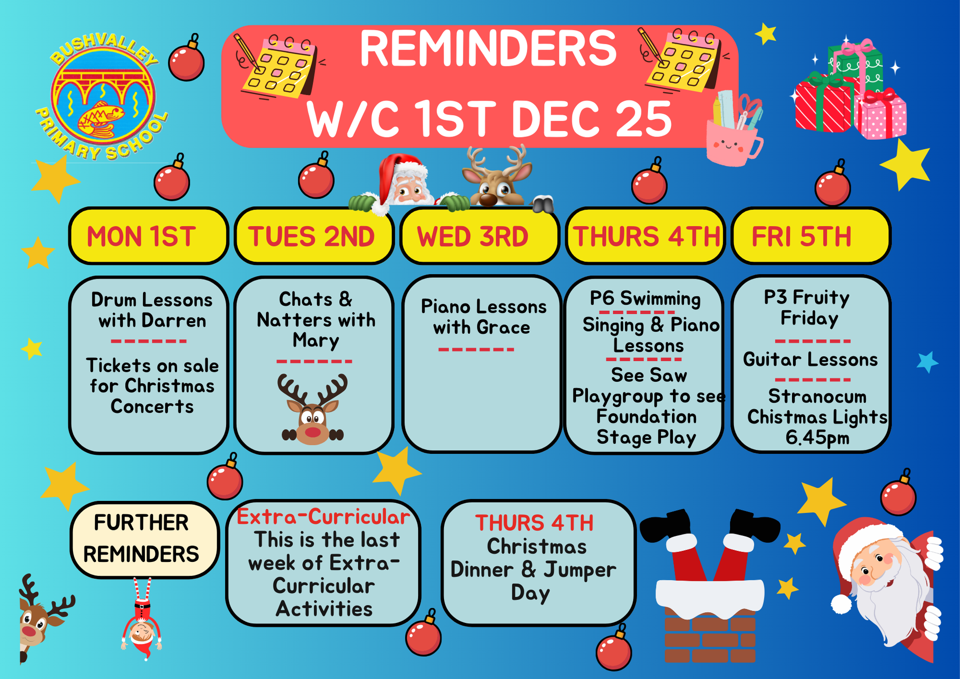 School Reminders 1st Dec 2025