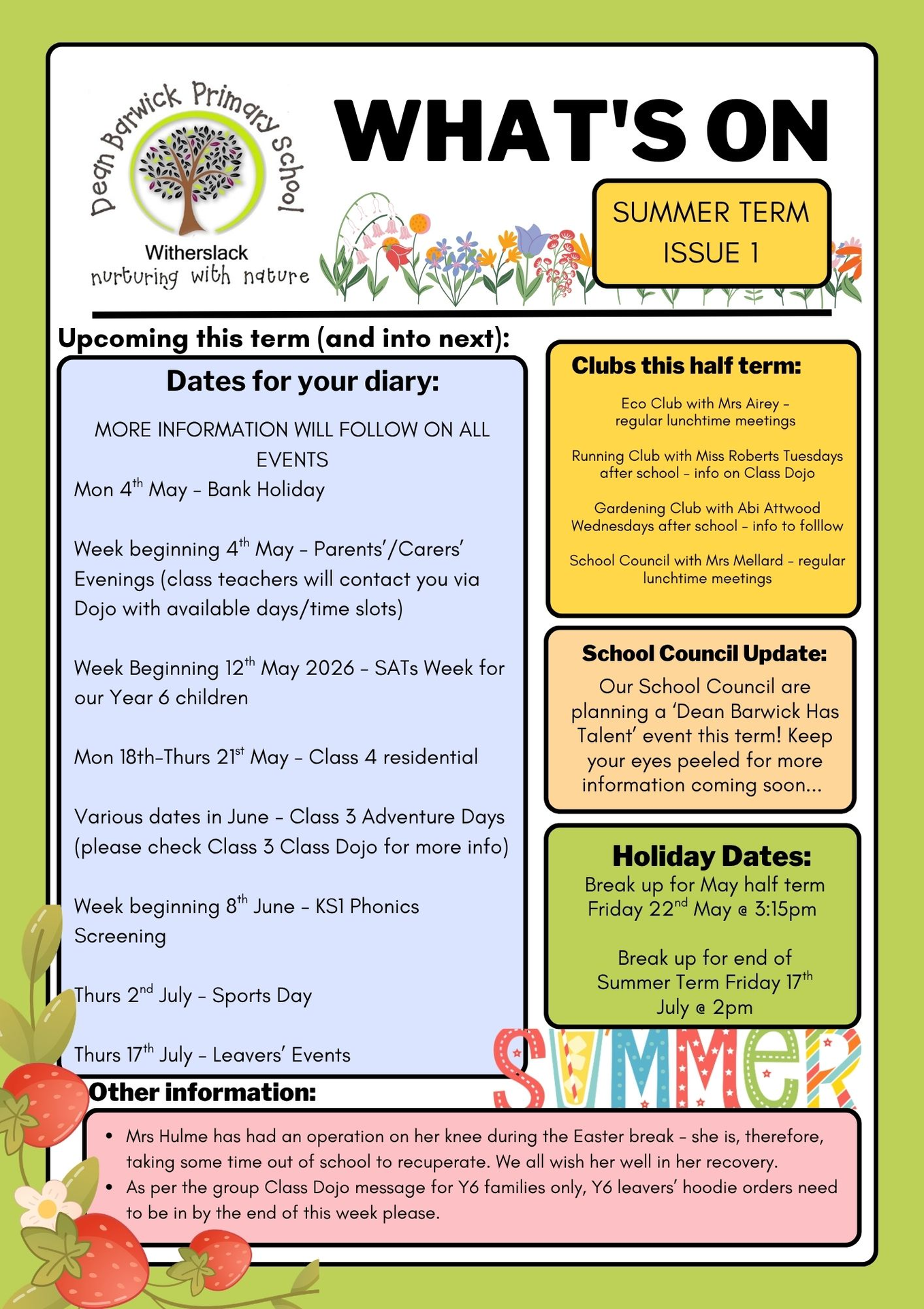 Termly News letter - please click to view or download