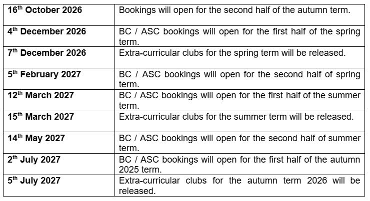 BC/ASC Booking Timeline 26/27