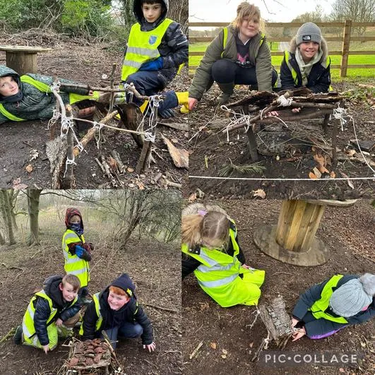 Spring 2024 - 31st January - Oaks - Tudor Houses (working well in groups to create strong and sturdy structures using different knots and tools) - image 4 Spring 2024 - 31st January - Oaks - Tudor Houses (working well in groups to create strong and sturdy structures using different knots and tools) - image 4