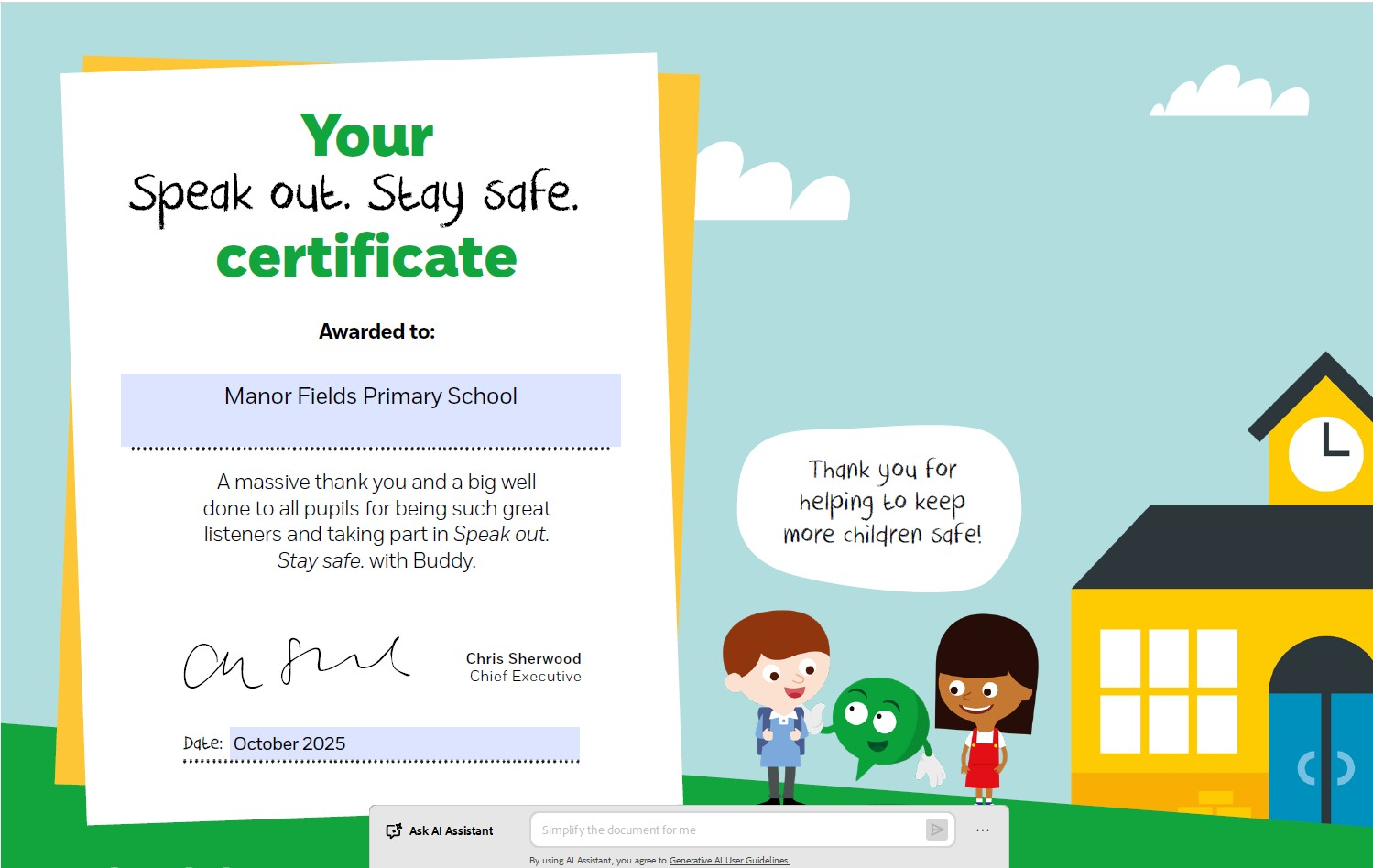 NSPCC Speak out, Stay Safe