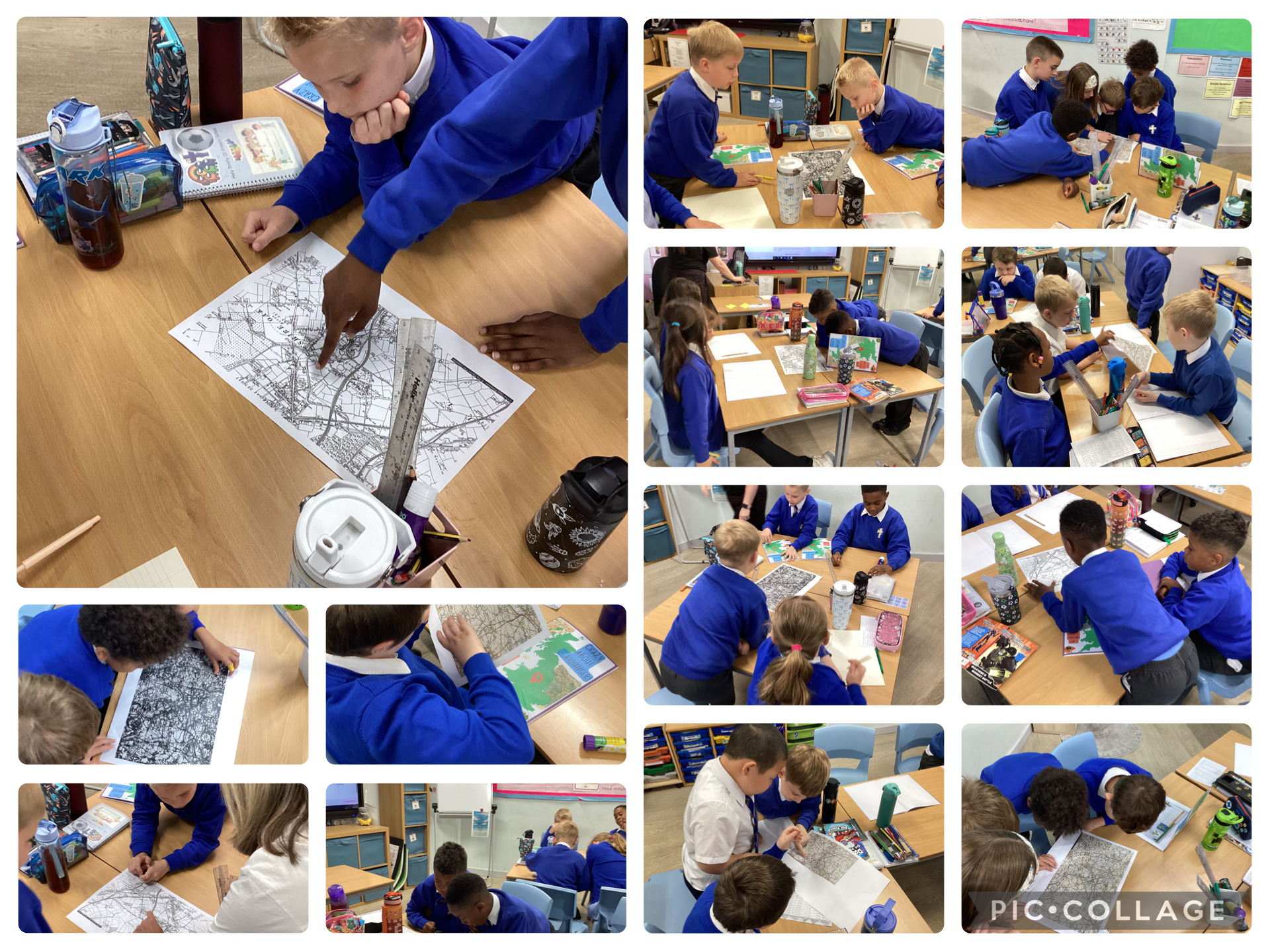 The children looked different maps through the years of Clayhanger and compared them to today.