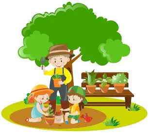 Helpu yng nghardd y Babanod / Helping in the Infants Garden