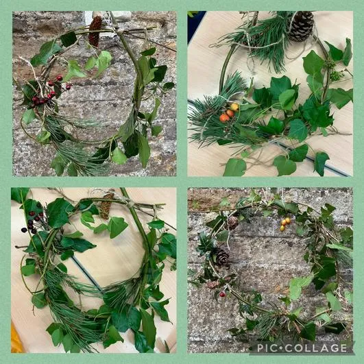 Autumn 2023 - 29th November - Saplings - Wet Sock Experiment, Wreath Making and Fire Strikers - image 1 Autumn 2023 - 29th November - Saplings - Wet Sock Experiment, Wreath Making and Fire Strikers - image 1