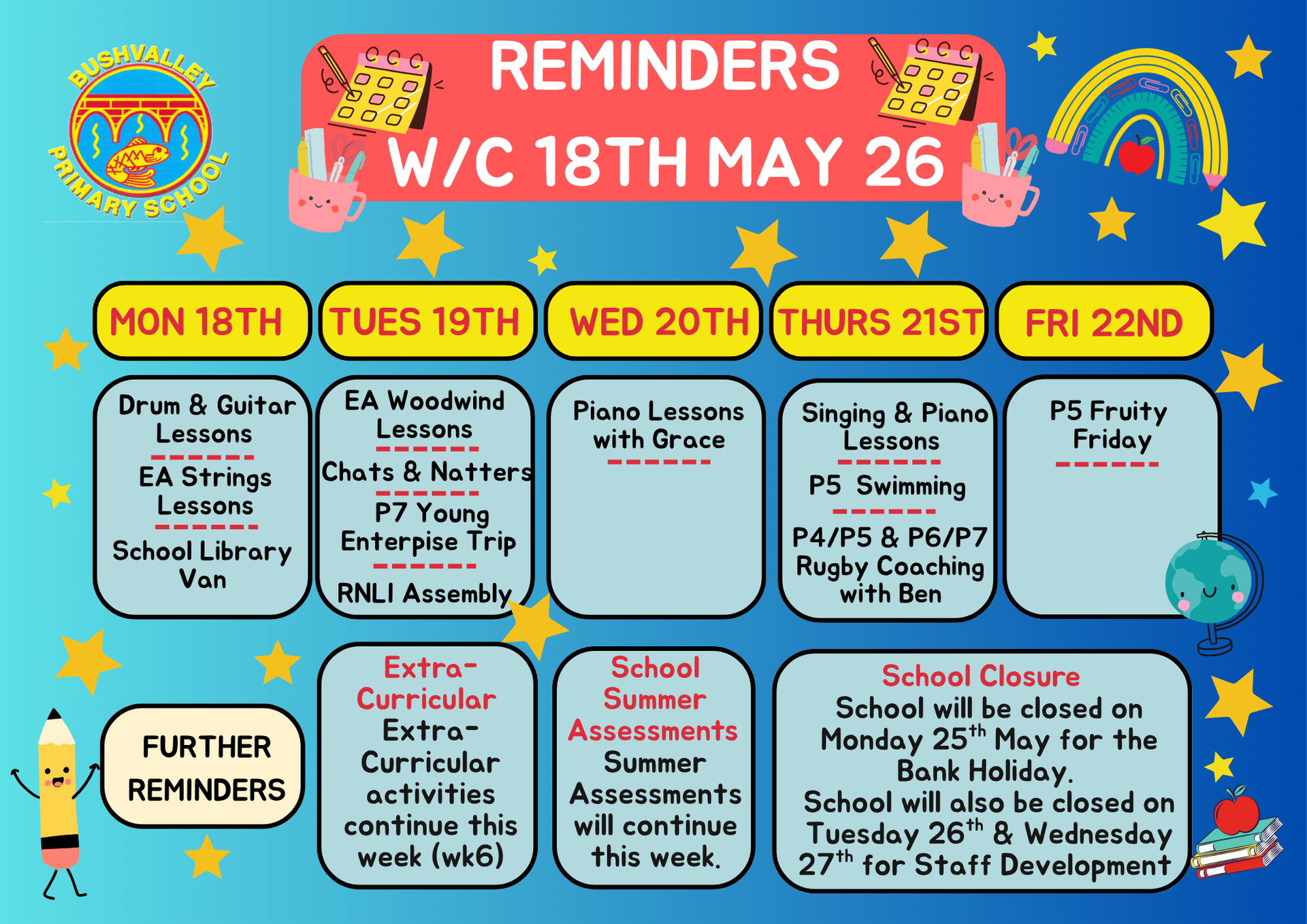 School Reminders 18th May 2026