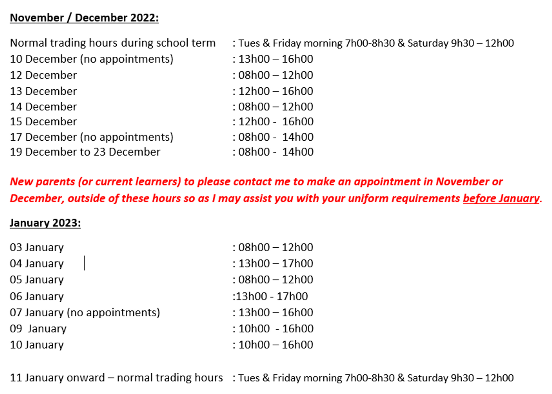 School Shop Bryanston High School