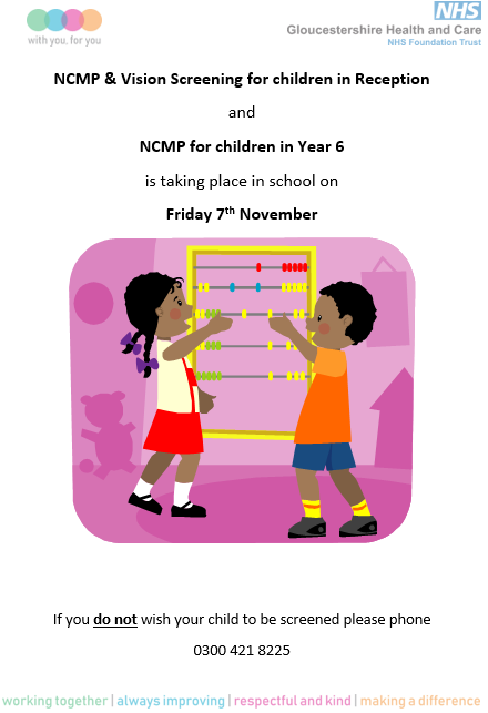 NCMP and Vision Screening for Reception and Y6