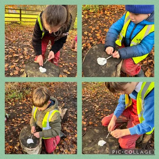 Autumn 2023 - 29th November - Saplings - Wet Sock Experiment, Wreath Making and Fire Strikers - image 2 Autumn 2023 - 29th November - Saplings - Wet Sock Experiment, Wreath Making and Fire Strikers - image 2