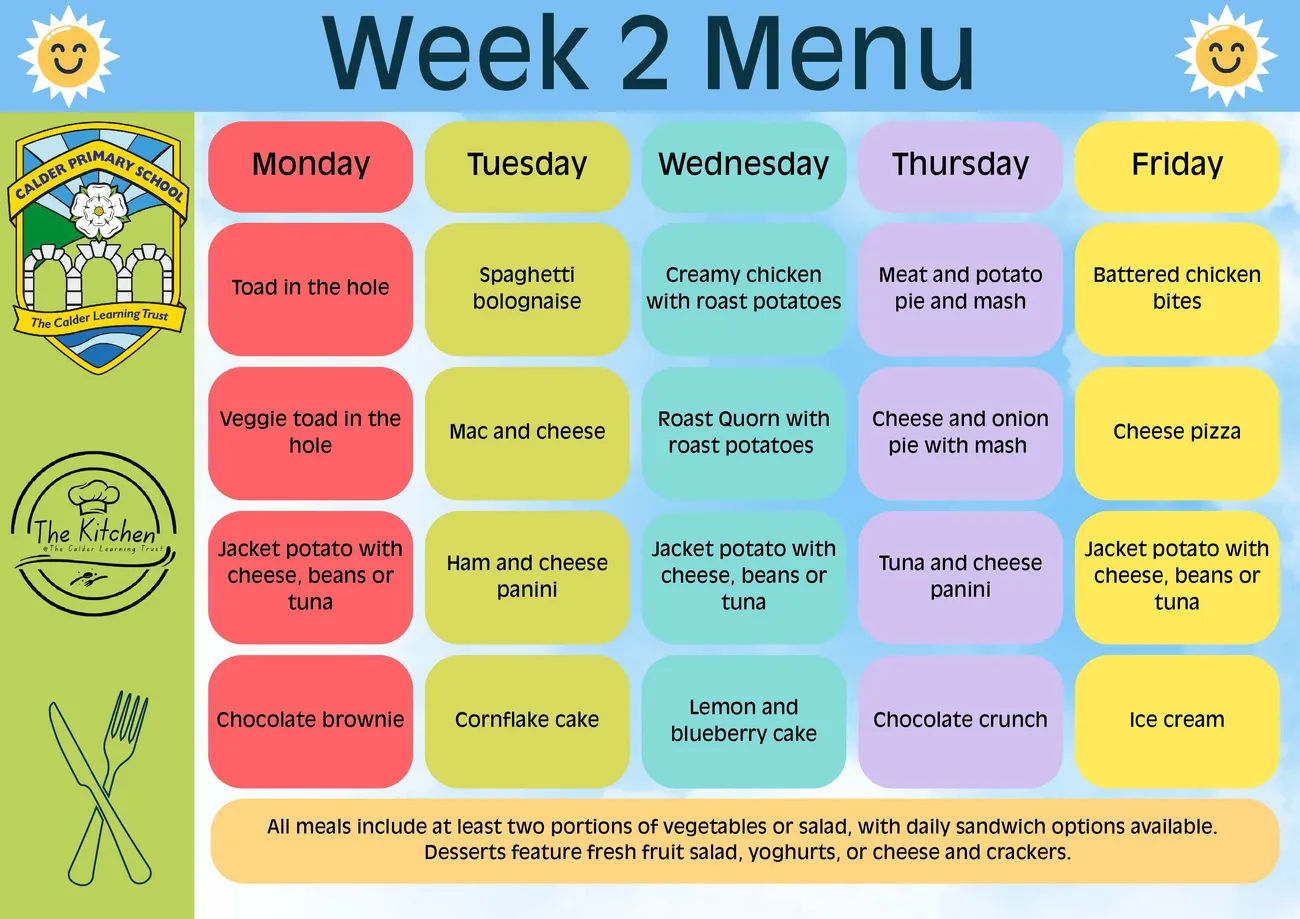 Calder Primary Menu - image 2 Calder Primary Menu - image 2