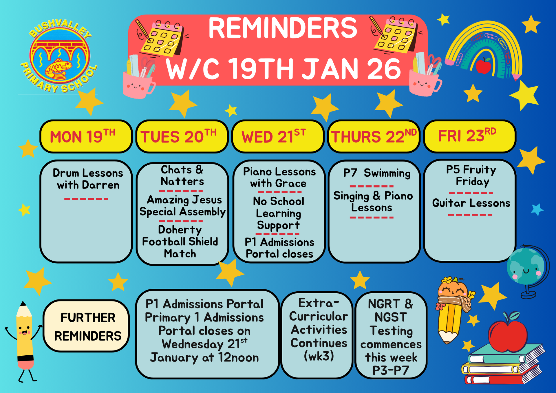 School Reminders 19th Jan 2026