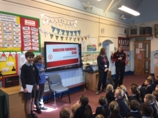 We were delighted to have Liz Hitchcock come into school to give an assembly about Hadleigh Swimming Club. Luke, Lottie and former pupil Oliver gave a great presentation to the children and more information about our local swimming club.